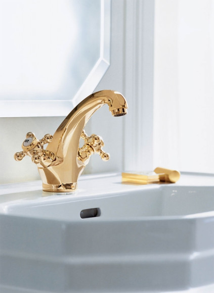 Смеситель для раковины Kludi Adlon 510104520 Золото 23 карат Смеситель для раковины Kludi Adlon 510104520 Золото 23 карат