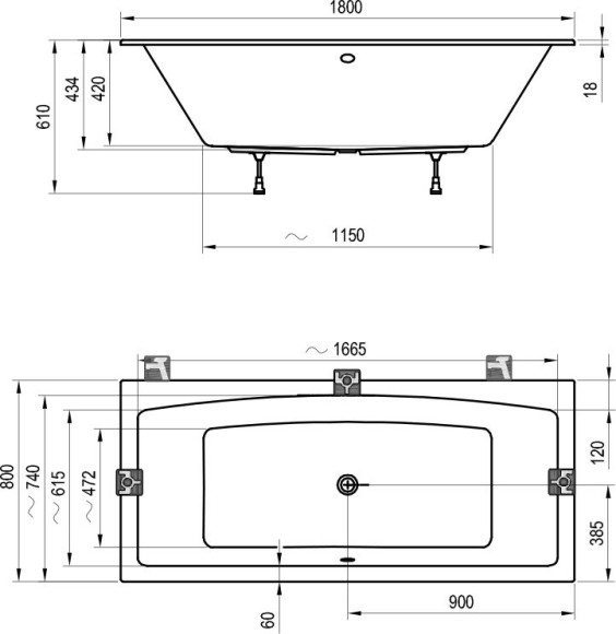 Акриловая ванна Ravak Formy 02 Slim 180x80 C891300000 без гидромассажа Акриловая ванна Ravak Formy 02 Slim 180x80 C891300000 без гидромассажа