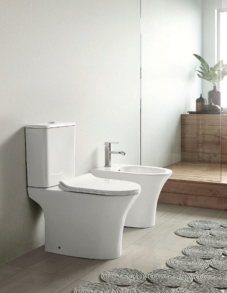 Унитаз компакт Azario Fretta Round AZ-1217+AZ-1216 с бачком и сиденьем Микролифт