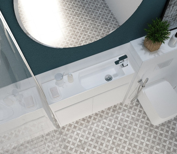 Тумба с раковиной 1MarKa Stretto 80П У92325 подвесная Белый глянец