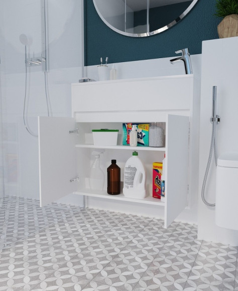 Тумба с раковиной 1MarKa Stretto 80П У92325 подвесная Белый глянец