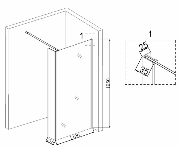 Душевая перегородка Niagara Nova 110 NG-664-11 профиль Хром стекло прозрачное