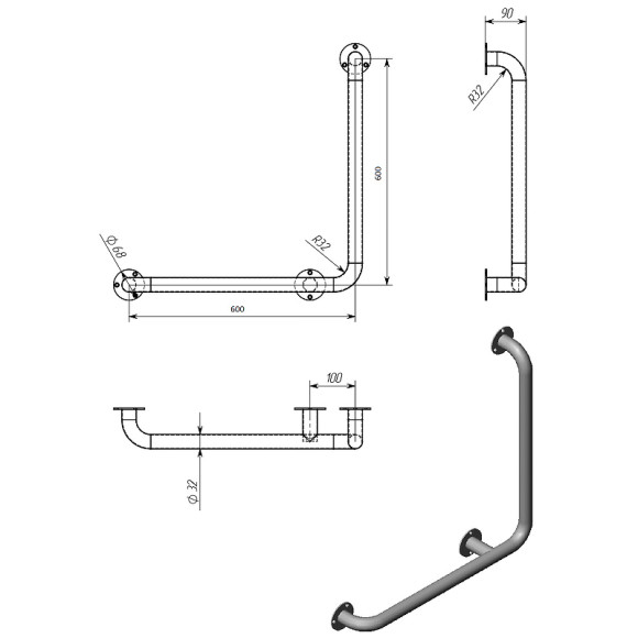 Поручень Aquatek POR-0000008 Хром