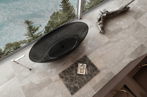 Ванна из полиэфирной смолы Abber Kristall 180х85 AT9702Onyx Черная без гидромассажа