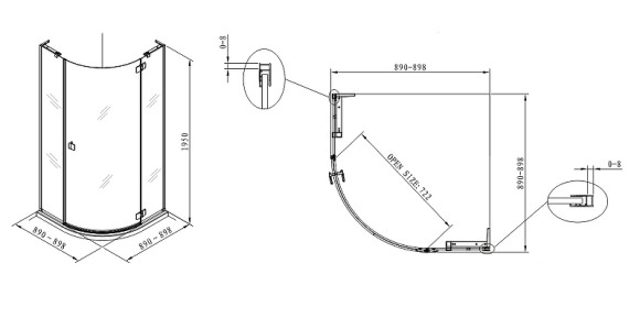 Душевой уголок Koller Pool Neon 90X90 N90RС профиль Хром стекло прозрачное