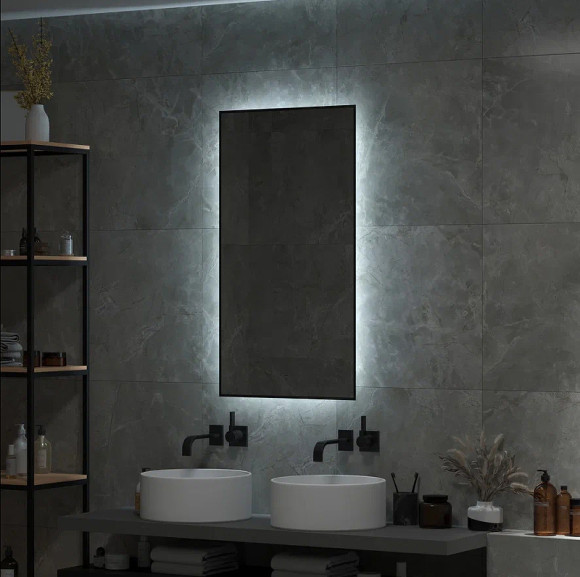 Зеркало Континент Amer 600х1000 ЗЛП1526 с подсветкой Черное с бесконтактным выключателем Зеркало Континент Amer 600х1000 ЗЛП1526 с подсветкой Черное с бесконтактным выключателем