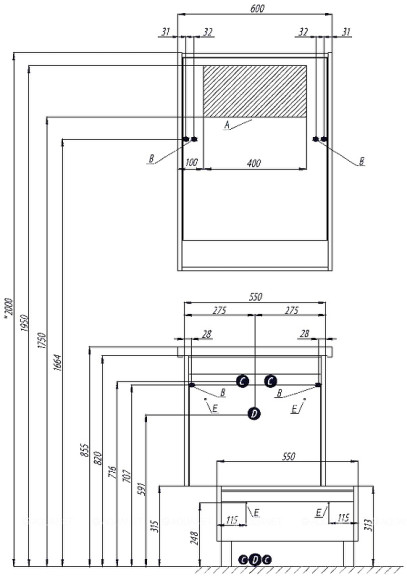 Зеркальный шкаф Aquaton Капри 60 1A230302KPDA0 с подсветкой Бетон пайн Белый