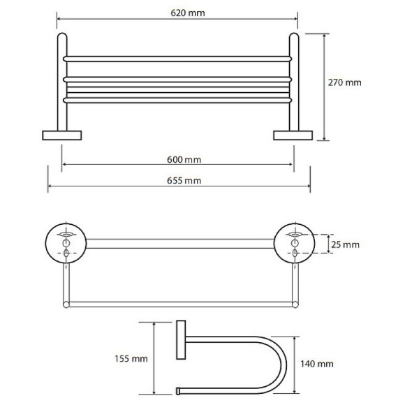 Полка для полотенец Bemeta Omega 104205172 Хром Полка для полотенец Bemeta Omega 104205172 Хром