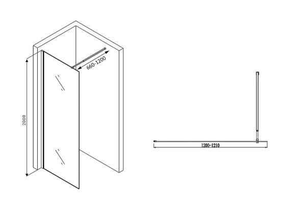 Душевая перегородка Abber Immer Offen 120 AG61120 профиль Хром стекло прозрачное Душевая перегородка Abber Immer Offen 120 AG61120 профиль Хром стекло прозрачное