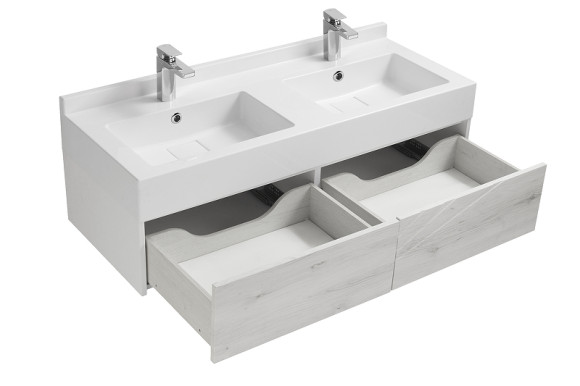 Тумба под раковину Aquaton Сакура 120 1A219701SKW80 подвесная Ольха наварра Белый глянец