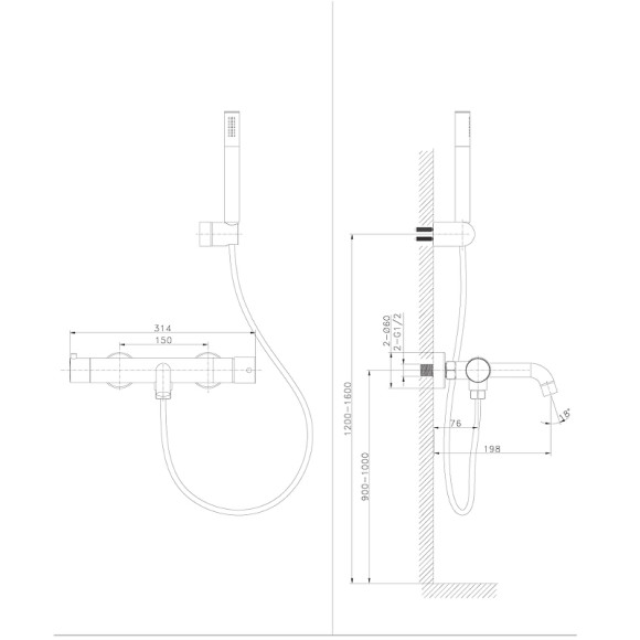 Смеситель для ванны Raiber Graceful RPB-003 Черный матовый Смеситель для ванны Raiber Graceful RPB-003 Черный матовый