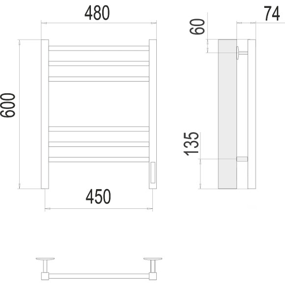 Электрический полотенцесушитель Terminus Сицилия П6 450х600 КС 9005 4670078527622 Черный матовый