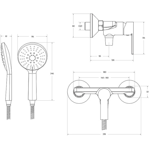 Смеситель для душа BelBagno Aurora AURORA-ESDM-CRM Хром