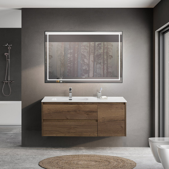 Тумба под раковину BelBagno Kraft 120 L KRAFT-1200-2C-1A-SO-RT-L подвесная Rovere Tabacco Тумба под раковину BelBagno Kraft 120 L KRAFT-1200-2C-1A-SO-RT-L подвесная Rovere Tabacco