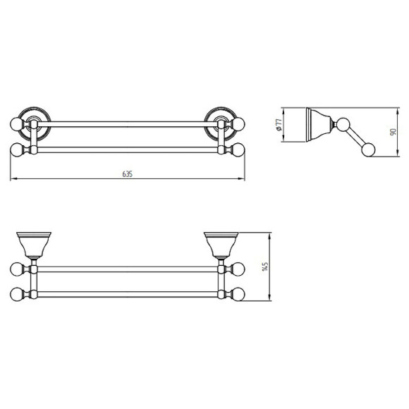 Полотенцедержатель Migliore Provance 17668 двойной Хром Полотенцедержатель Migliore Provance 17668 двойной Хром