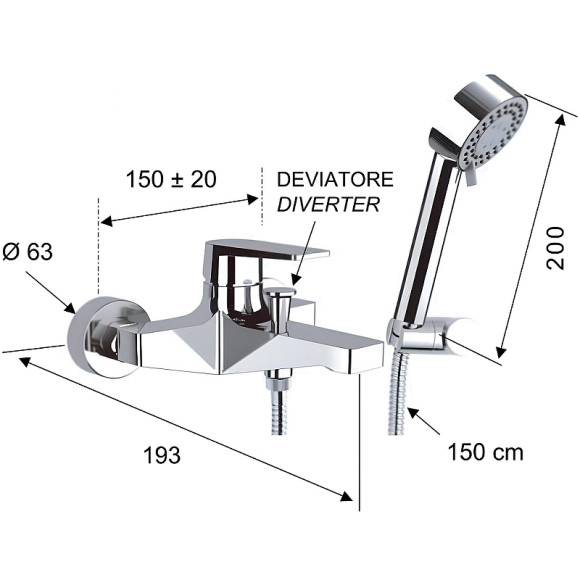 Смеситель для ванны Remer Dream D02 Хром Смеситель для ванны Remer Dream D02 Хром