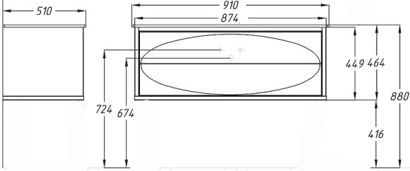 Тумба под раковину Opadiris Ибица 90 00-00003607 подвесная Белая глянцевая, Золото