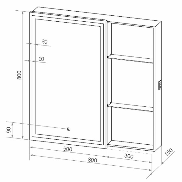 Зеркальный шкаф Континент Aperio LED 80 L МВК006 с подсветкой Белый
