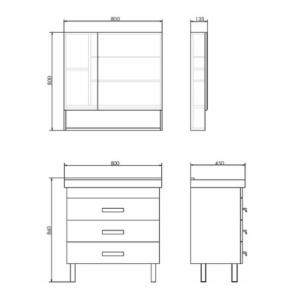 Зеркальный шкаф Comforty Никосия-80 00-00007619 Дуб темный