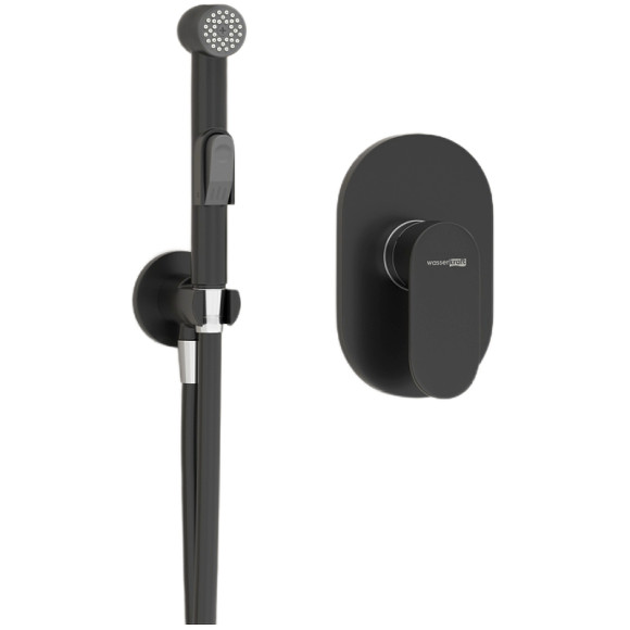 Гигиенический душ со смесителем WasserKRAFT Elbe A117451 Черный матовый