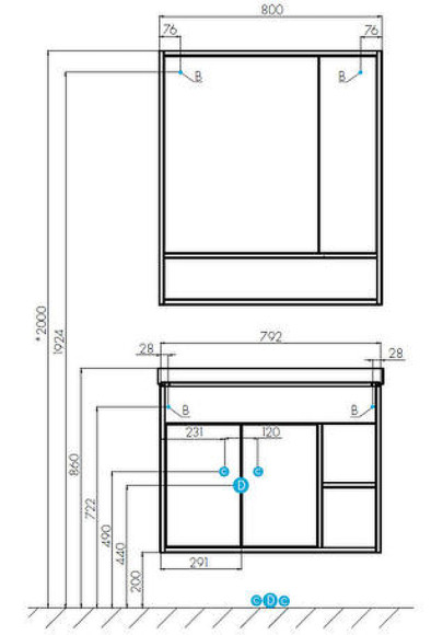 Зеркало со шкафом Aquaton Флай 80 1A237702FAX10 Белый Дуб крафт