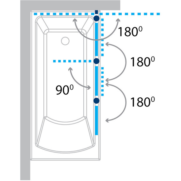 Шторка на ванну Koller Pool Waterfall Line 150 R QP96 профиль Хром стекло рифленое