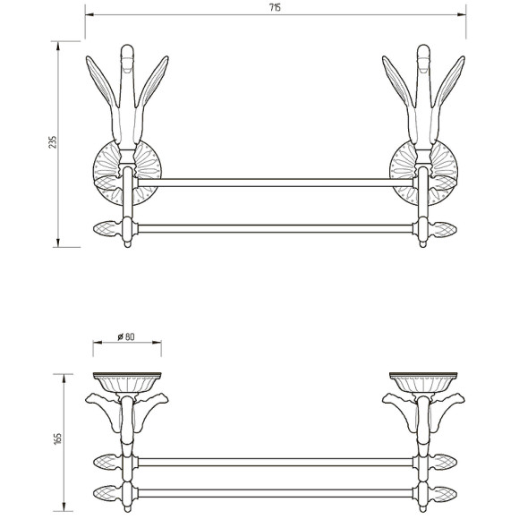 Полотенцедержатель Migliore Luxor 26134 двойной Золото Полотенцедержатель Migliore Luxor 26134 двойной Золото