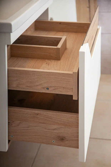 Тумба под раковину Бриклаер Брайтон 80 4627125415821 подвесная Белая матовая Дуб Кера