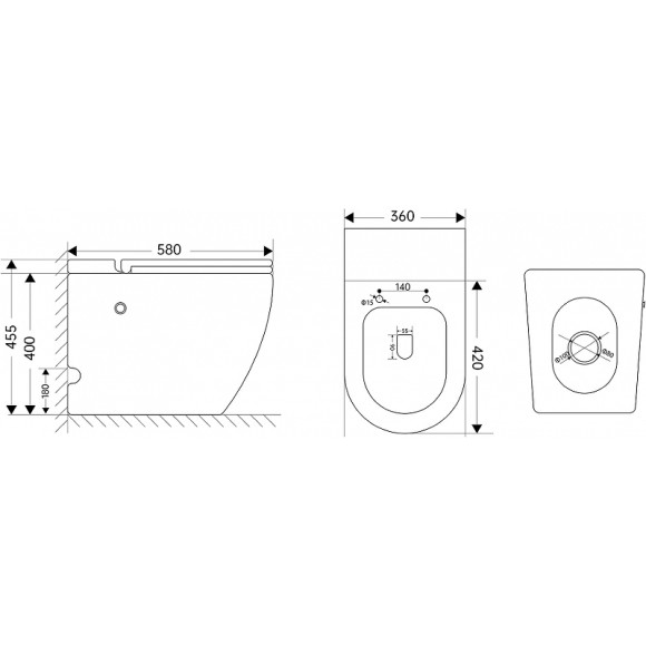 Унитаз Abber Bequem AC1115P приставной с сиденьем Микролифт