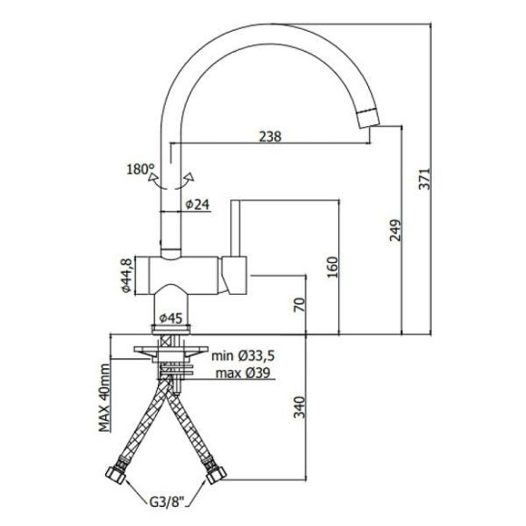 Смеситель для кухни Paffoni Light LIG280BO Белый матовый Смеситель для кухни Paffoni Light LIG280BO Белый матовый
