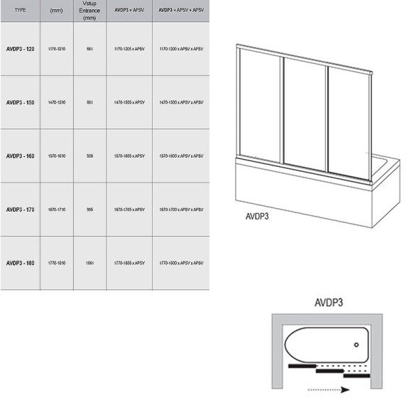 Шторка на ванну Ravak Supernova AVDP3-150 40VP0102ZG профиль Белый стекло Grape