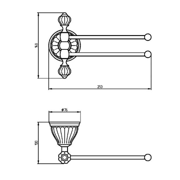 Полотенцедержатель Migliore Olivia 17528 поворотный Золото Белый