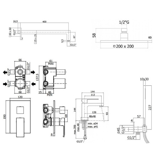 Комплект смесителей Paffoni Elle KITEL018NO071 Черный матовый