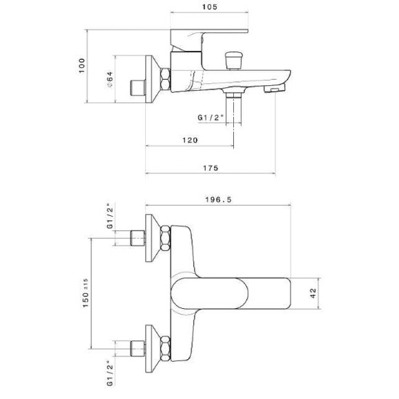 Смеситель для ванны Kerama Marazzi Piano 69340KM.21.018 Хром
