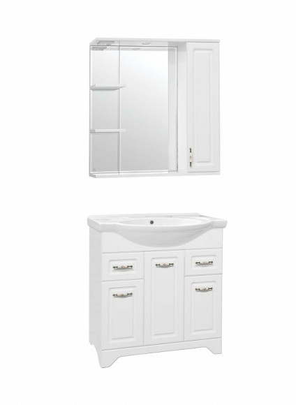 Зеркало со шкафом Style Line Олеандр 2 Люкс 75 ЛС-00000051 с подсветкой Белое Зеркало со шкафом Style Line Олеандр 2 Люкс 75 ЛС-00000051 с подсветкой Белое