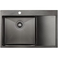 Кухонная мойка Paulmark Kroner 78F L PM217851-GML Вороненая сталь Кухонная мойка Paulmark Kroner 78F L PM217851-GML Вороненая сталь