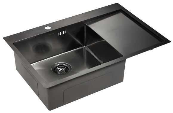 Кухонная мойка Paulmark Kroner 78F L PM217851-GML Вороненая сталь Кухонная мойка Paulmark Kroner 78F L PM217851-GML Вороненая сталь