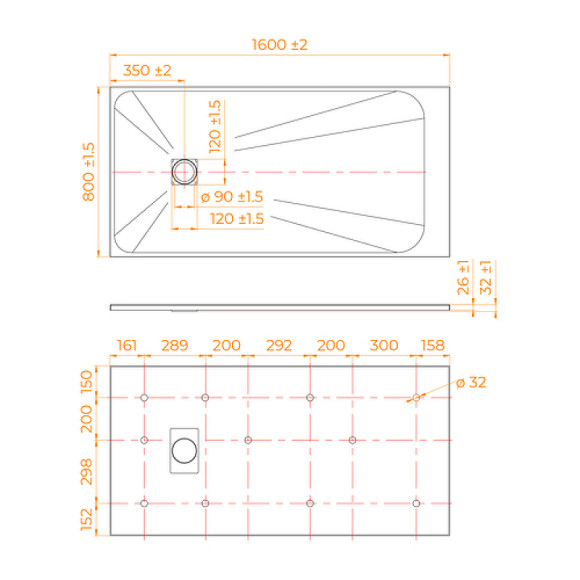 Душевой поддон из стеклопластика RGW TSS-W 160x80 553502816-01 Белый