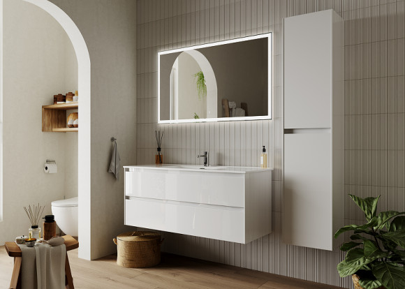 Тумба под раковину Sancos Cento 120 CN120-1W подвесная Белый глянец