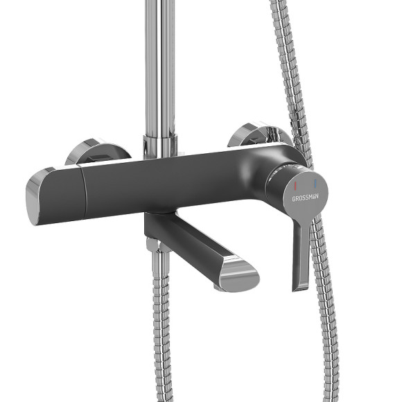 Душевая система Grossman Alba 500.K35.06.100/210 Хром Черная Душевая система Grossman Alba 500.K35.06.100/210 Хром Черная