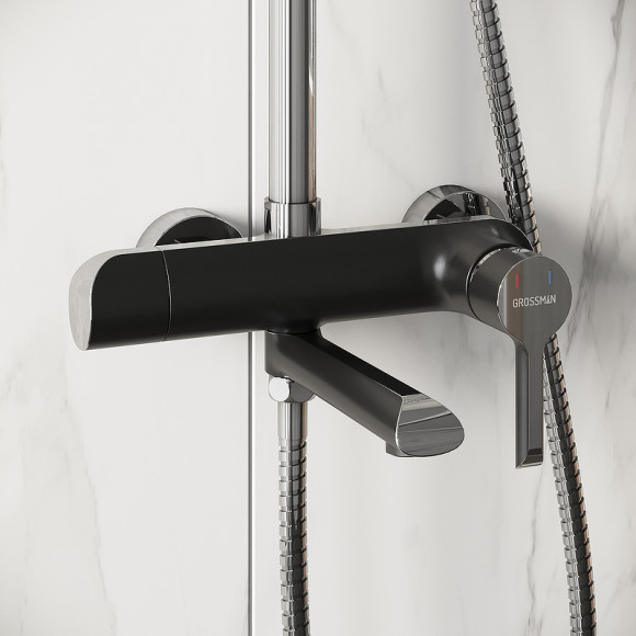 Душевая система Grossman Alba 500.K35.06.100/210 Хром Черная Душевая система Grossman Alba 500.K35.06.100/210 Хром Черная