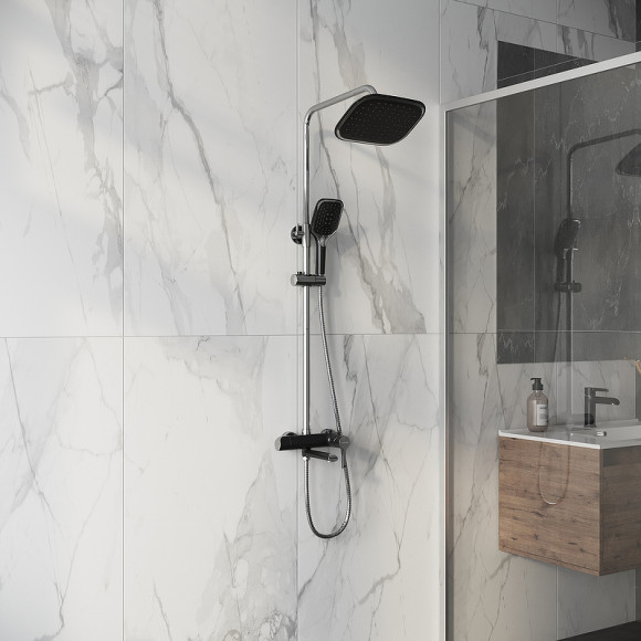 Душевая система Grossman Alba 500.K35.06.100/210 Хром Черная Душевая система Grossman Alba 500.K35.06.100/210 Хром Черная