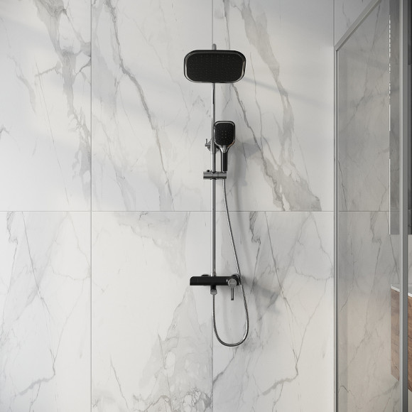 Душевая система Grossman Alba 500.K35.06.100/210 Хром Черная Душевая система Grossman Alba 500.K35.06.100/210 Хром Черная