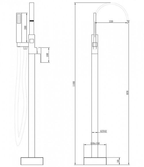 Смеситель для ванны Abber Wasserfall AF8615 Хром