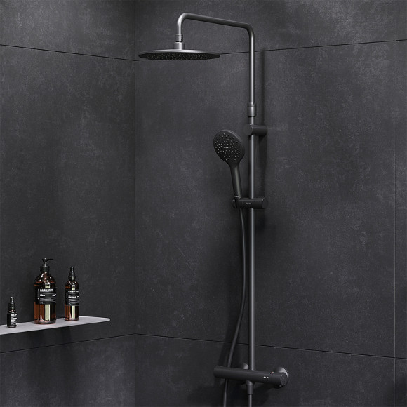 Комплект душевого уголка с душевой системой и аксессуарами AM.PM Gem S 120x80 WK93ER профиль Черный матовый стекло прозрачное Комплект душевого уголка с душевой системой и аксессуарами AM.PM Gem S 120x80 WK93ER профиль Черный матовый стекло прозрачное