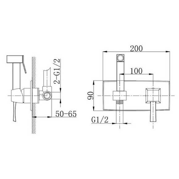 Гигиенический душ со смесителем Caprigo Diamante 50-130-oro Золото