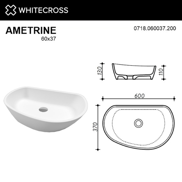 Раковина-чаша Whitecross Ametrine 60 0718.060037.200 Белая матовая Раковина-чаша Whitecross Ametrine 60 0718.060037.200 Белая матовая
