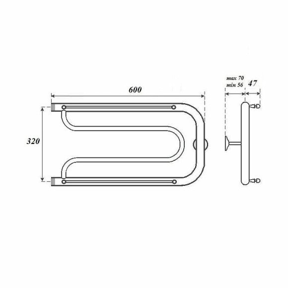 Водяной полотенцесушитель Point Фокстрот PN21336P 320x600т с полкой Хром
