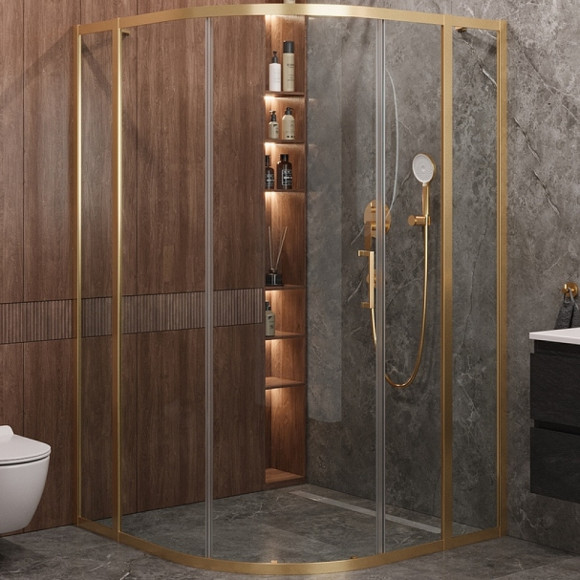 Душевой уголок Cezares Molveno 120x120 MOLVENO-R-11-90+30-C-BORO-IV профиль Брашированное золото стекло прозрачное