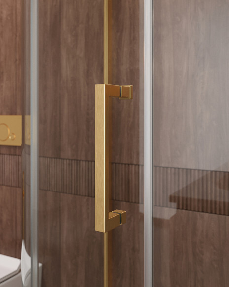 Душевой уголок Cezares Molveno 120x120 MOLVENO-R-11-90+30-C-BORO-IV профиль Брашированное золото стекло прозрачное